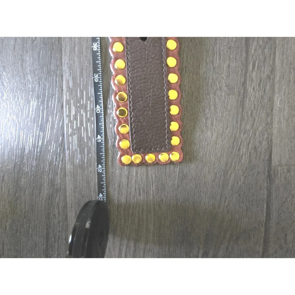 Michael Kors Brown Leather Studded Scalloped Edge Gold Buckle Belt Large‎